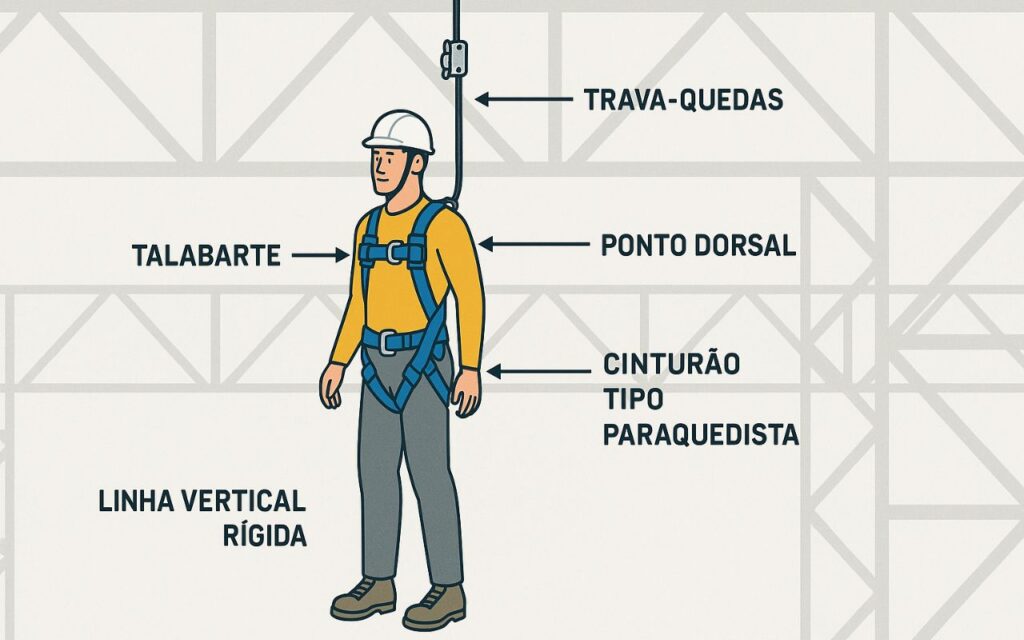 Dois capacetes de segurança amarelos lado a lado, um sem jugular e outro com jugular de 4 pontos, sobre fundo cinza claro.